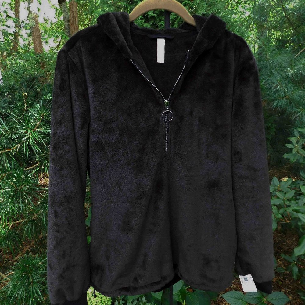 Ideology Soft Plush Faux-fur Winter-Weight 1/2-zip Pullover Hoodie NWT